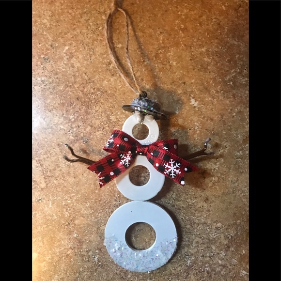 New Handmade Welded Metal SNOWMAN Christmas Tree ORNAMENT - Picture 3 of 7
